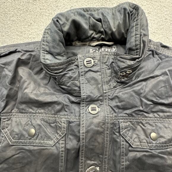 Kuhl Kollusion Jacket Carbon Gray Men Large Wax Coated Wind Water Resistant Hood - Picture 6 of 16